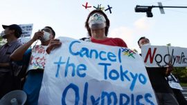 Tokyo'da olimpiyat protestosu