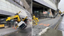 NEF Stadyumu'nda vinç devrildi: 3 kişi yaralandı