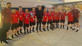 Avrupa şampiyonu Down Sendromlu Futsal Milli Takımı yurda döndü